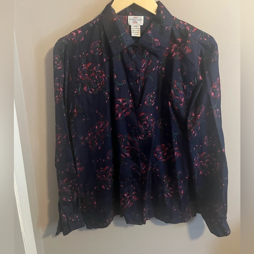 Vintage silk button up floral design